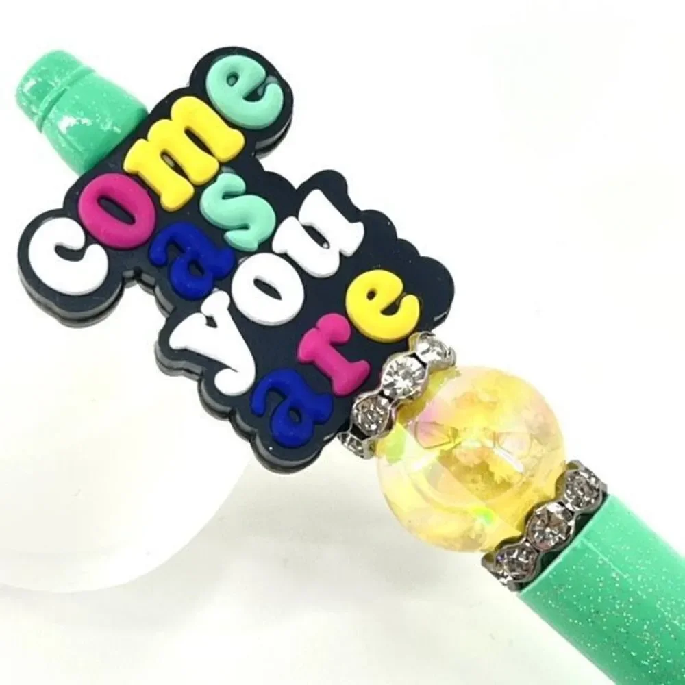Come As You Are handmade pen NEW beads rhinestone bling cloud bead mint green ye
